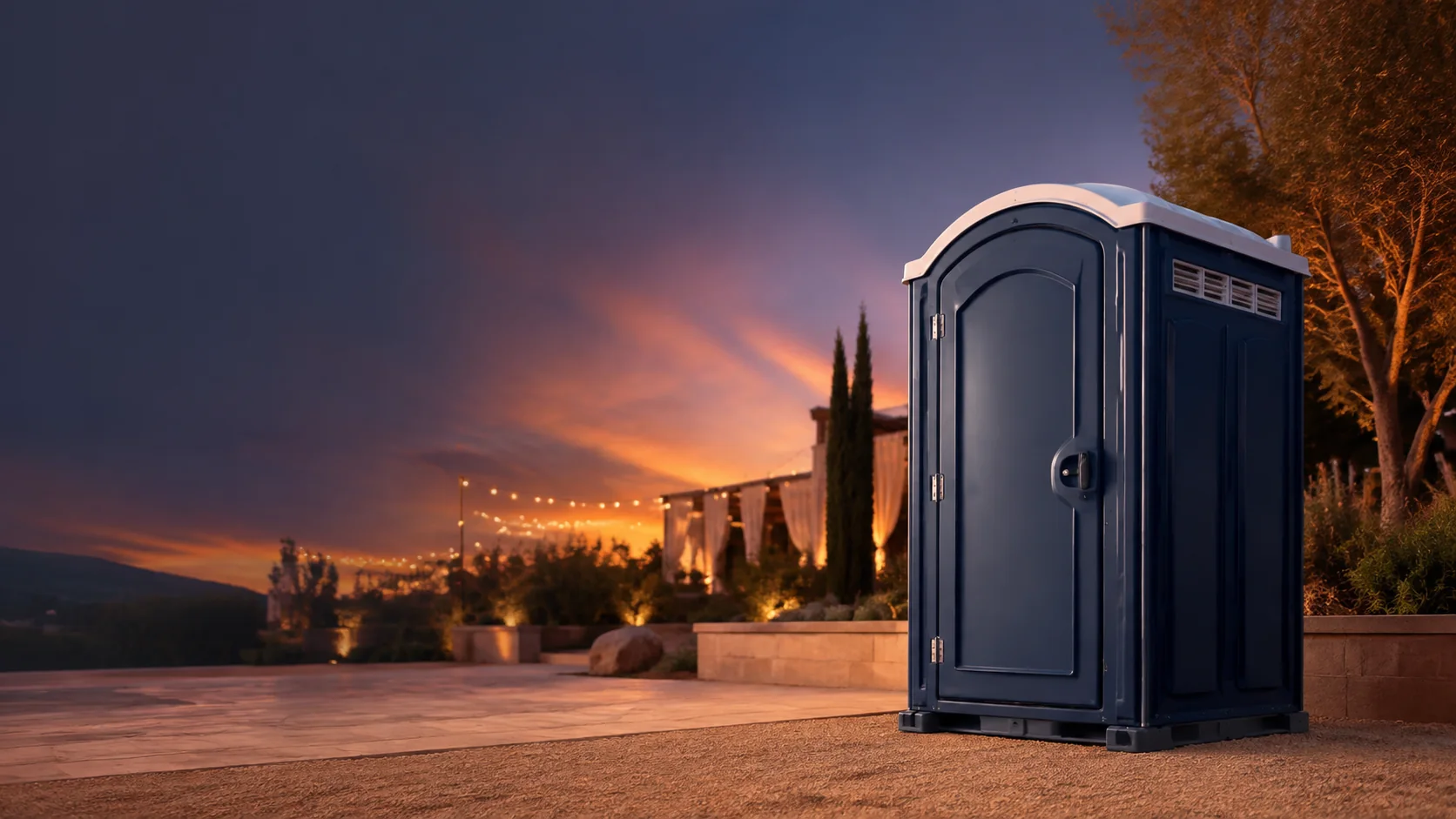 Portable restroom shown for rental planning in Farragut, TN